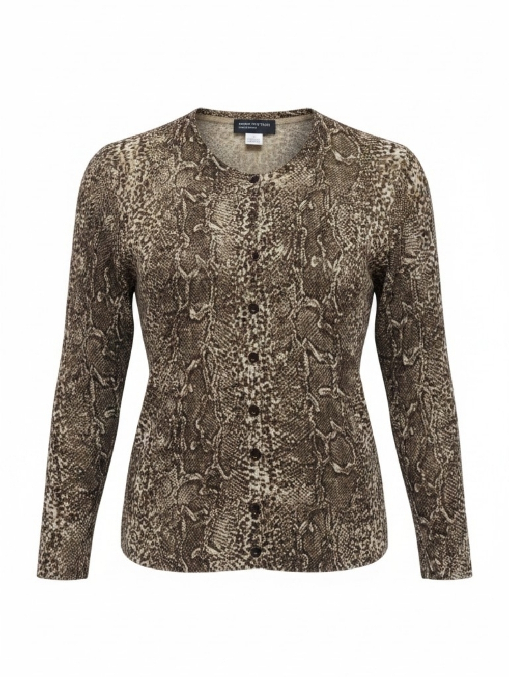 Jones New York Snakeskin Animal Print Silk Blend Cardigan